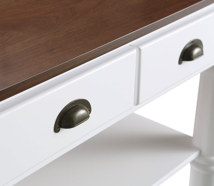 Monterey 36 " Kitchen Island With Dark Walnut Veneered Wood Countertop in White - Design Element Bath Kitchen - Kitchen Island - 