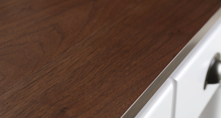 Monterey 36 " Kitchen Island With Dark Walnut Veneered Wood Countertop in White - Design Element Bath Kitchen - Kitchen Island - 