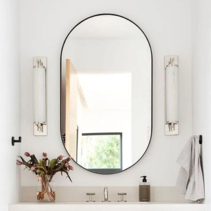 Vera 24" x 32" Oval Vanity Mirror with Metal Frame - Design Element Bath Kitchen - Mirror - Gold