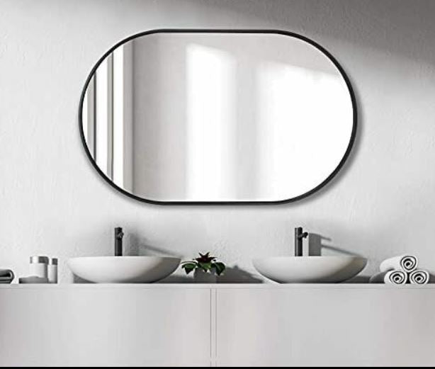 Vera 24" x 32" Oval Vanity Mirror with Metal Frame - Design Element Bath Kitchen - Mirror - Gold