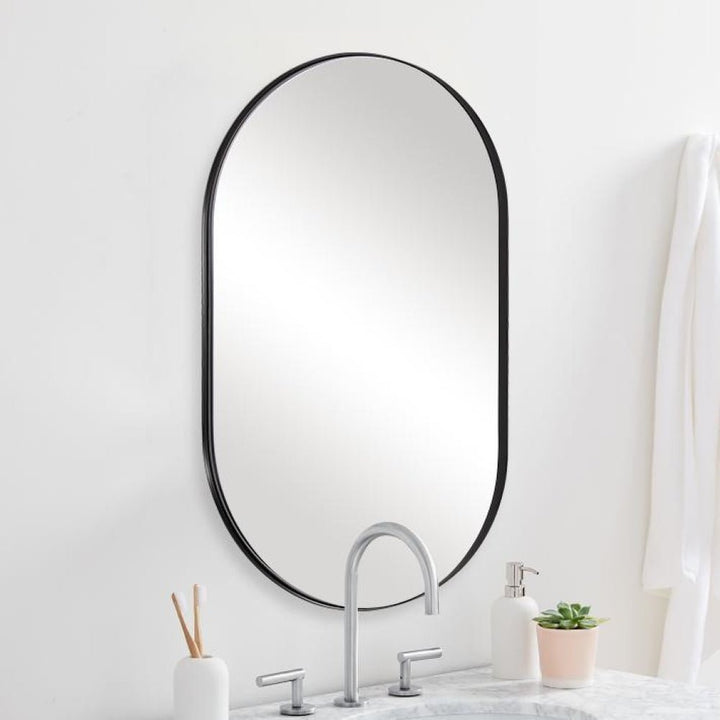 Vera 24" x 32" Oval Vanity Mirror with Metal Frame - Design Element Bath Kitchen - Mirror - Gold