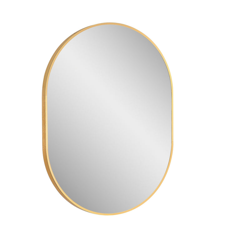 Vera 24" x 32" Oval Vanity Mirror with Metal Frame - Design Element Bath Kitchen - Mirror - Gold