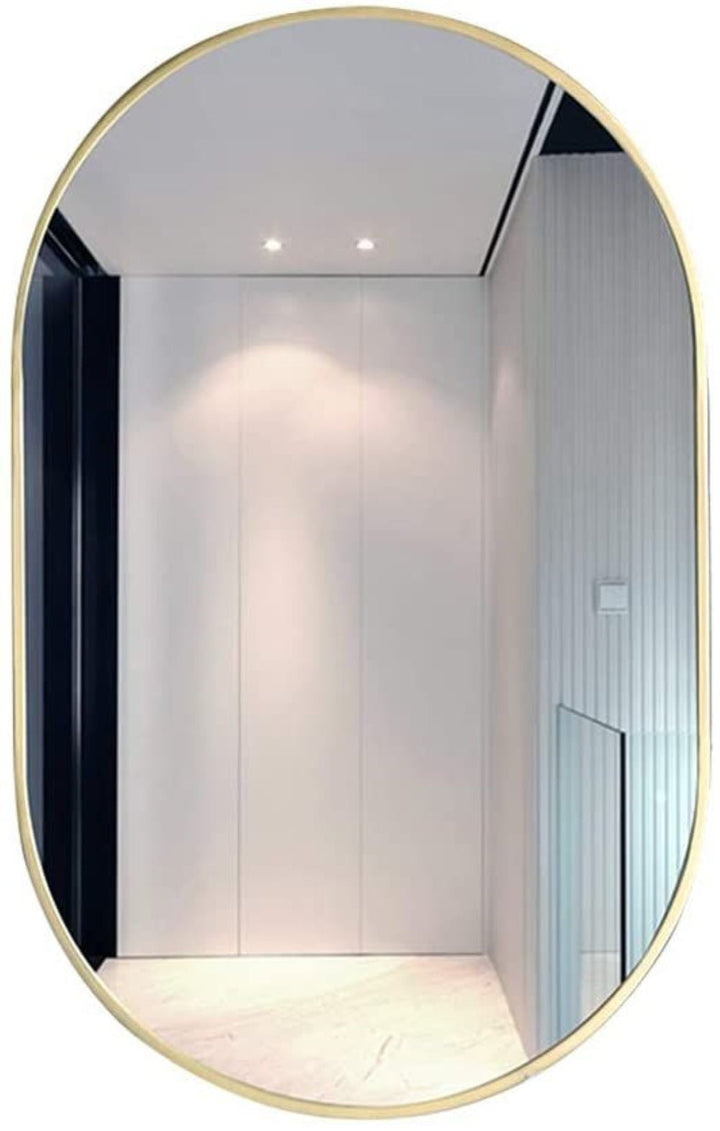 Vera 24" x 32" Oval Vanity Mirror with Metal Frame - Design Element Bath Kitchen - Mirror - Gold