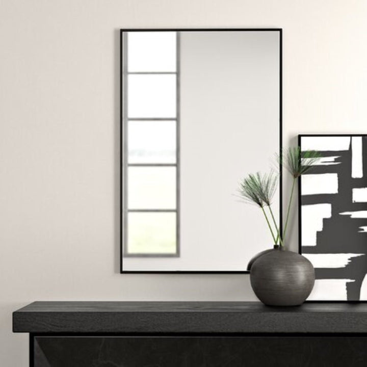 Vera 24" x 32" Rectangular Vanity Mirror with Modern Metal Frame - Design Element Bath Kitchen - Mirror - Matte Black