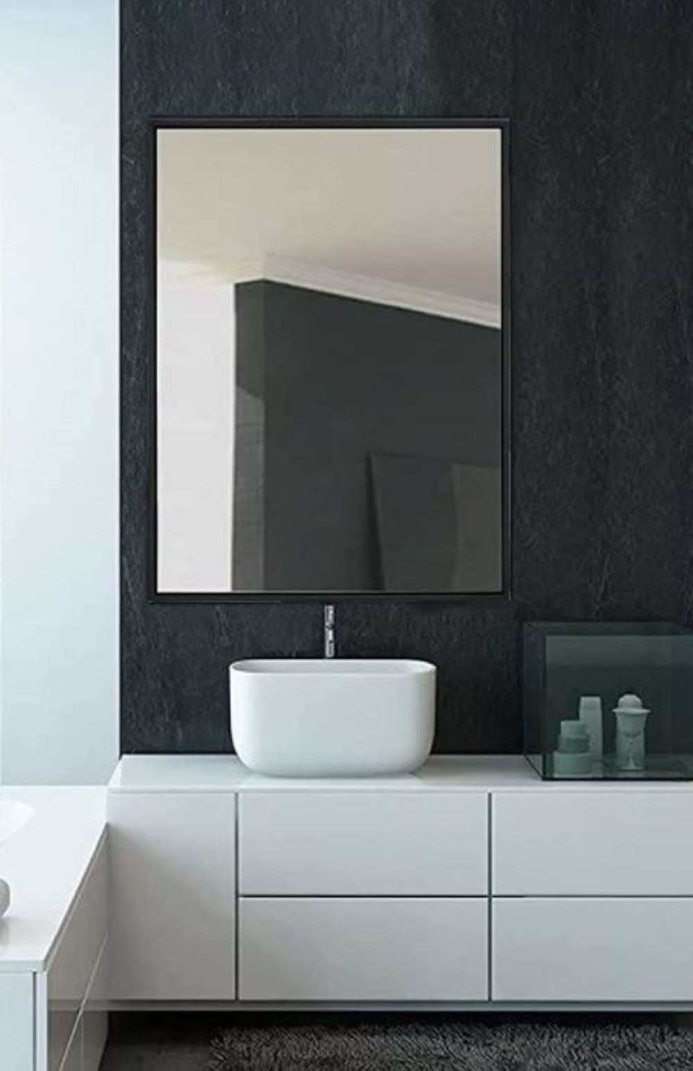 Vera 24" x 32" Rectangular Vanity Mirror with Modern Metal Frame - Design Element Bath Kitchen - Mirror - Chrome