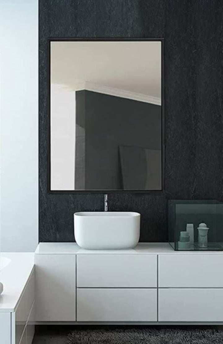 Vera 24" x 32" Rectangular Vanity Mirror with Modern Metal Frame - Design Element Bath Kitchen - Mirror - Chrome