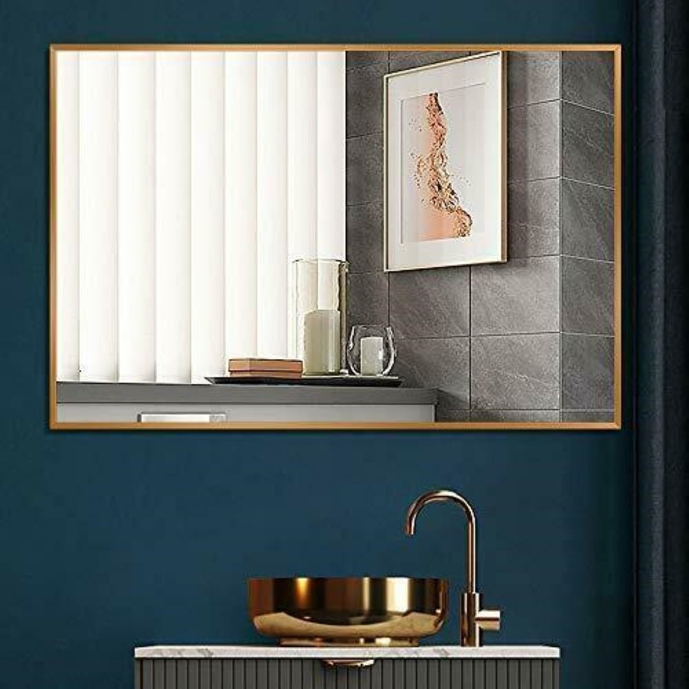 Vera 24" x 32" Rectangular Vanity Mirror with Modern Metal Frame - Design Element Bath Kitchen - Mirror - Chrome