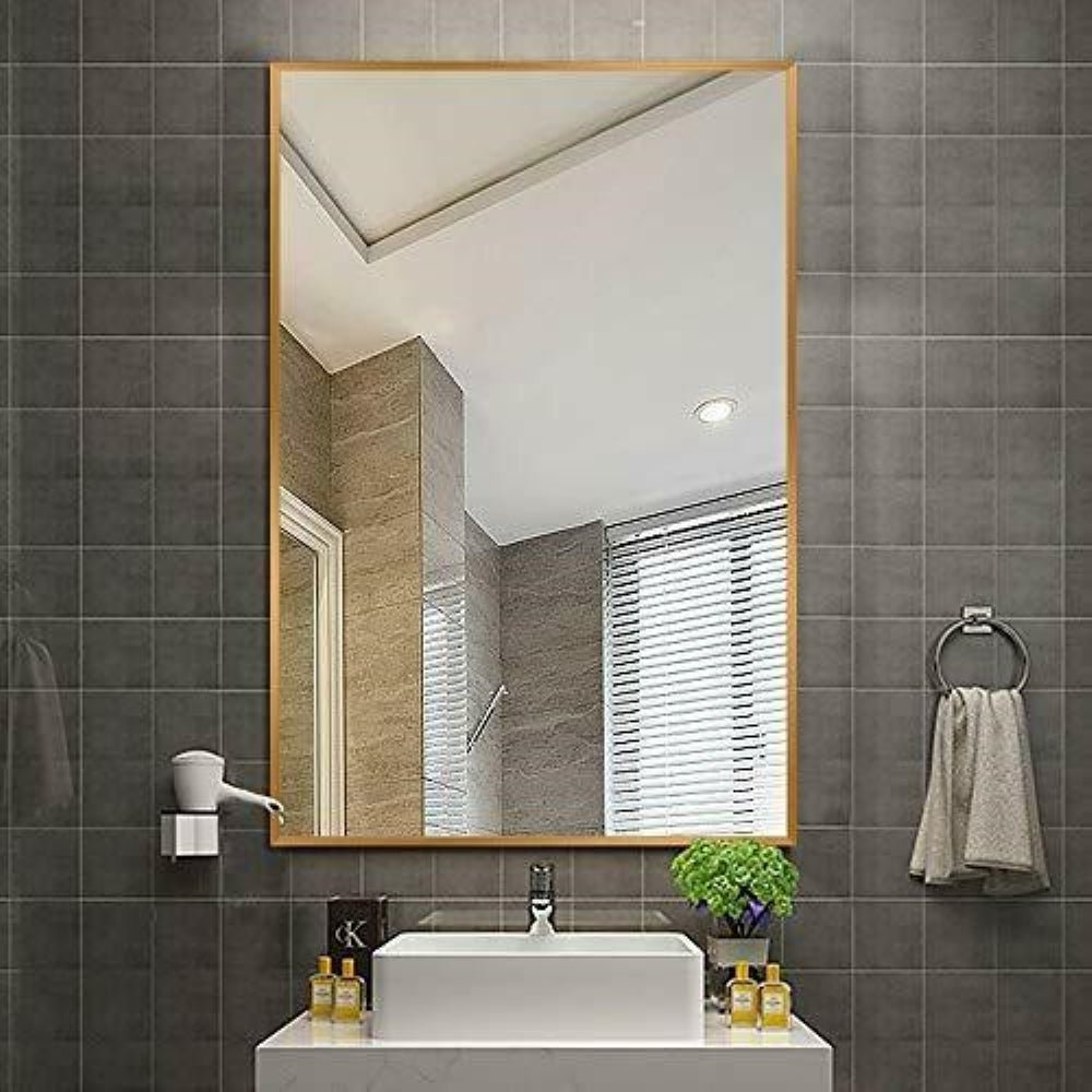 Vera 24" x 32" Rectangular Vanity Mirror with Modern Metal Frame - Design Element Bath Kitchen - Mirror - Chrome