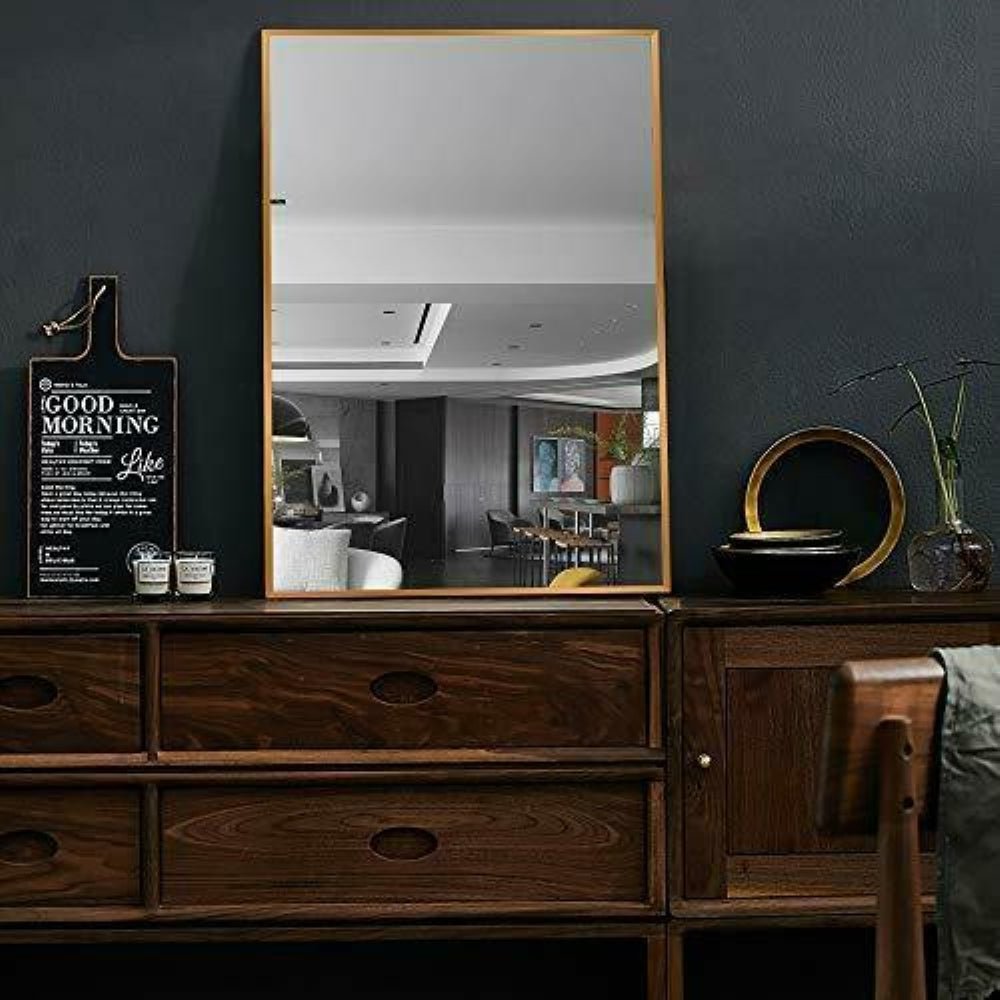 Vera 24" x 32" Rectangular Vanity Mirror with Modern Metal Frame - Design Element Bath Kitchen - Mirror - Chrome