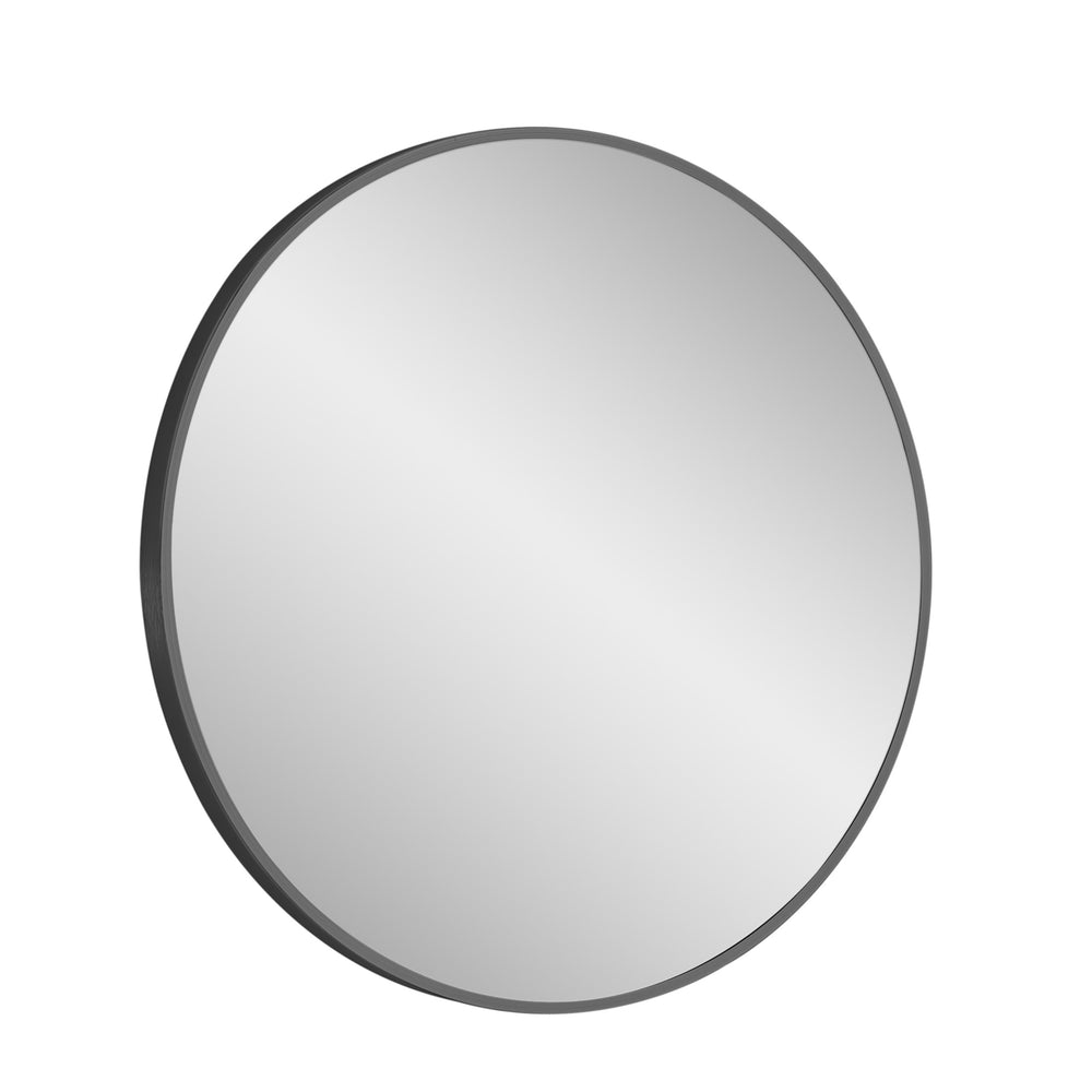Vera 28" x 28" Round Vanity Mirror with Stainless Steel Frame - Design Element Bath Kitchen - Mirror - Matte Black