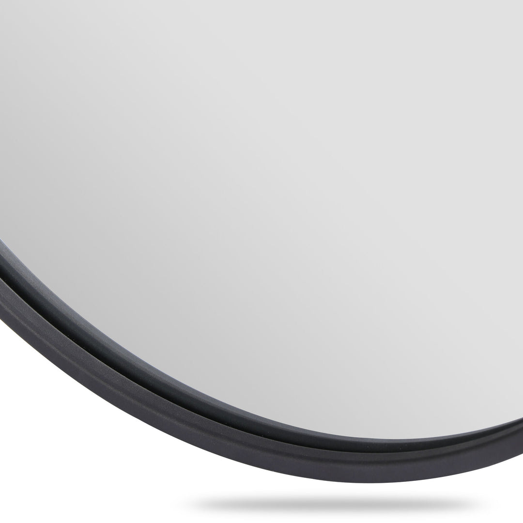 Vera 28" x 28" Round Vanity Mirror with Stainless Steel Frame - Design Element Bath Kitchen - Mirror - Matte Black