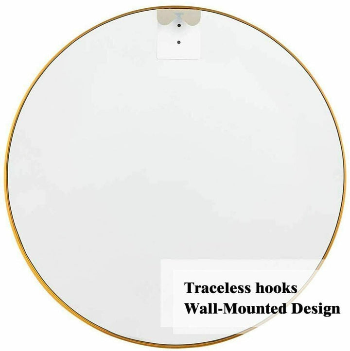 Vera 28" x 28" Round Vanity Mirror with Stainless Steel Frame - Design Element Bath Kitchen - Mirror - Gold