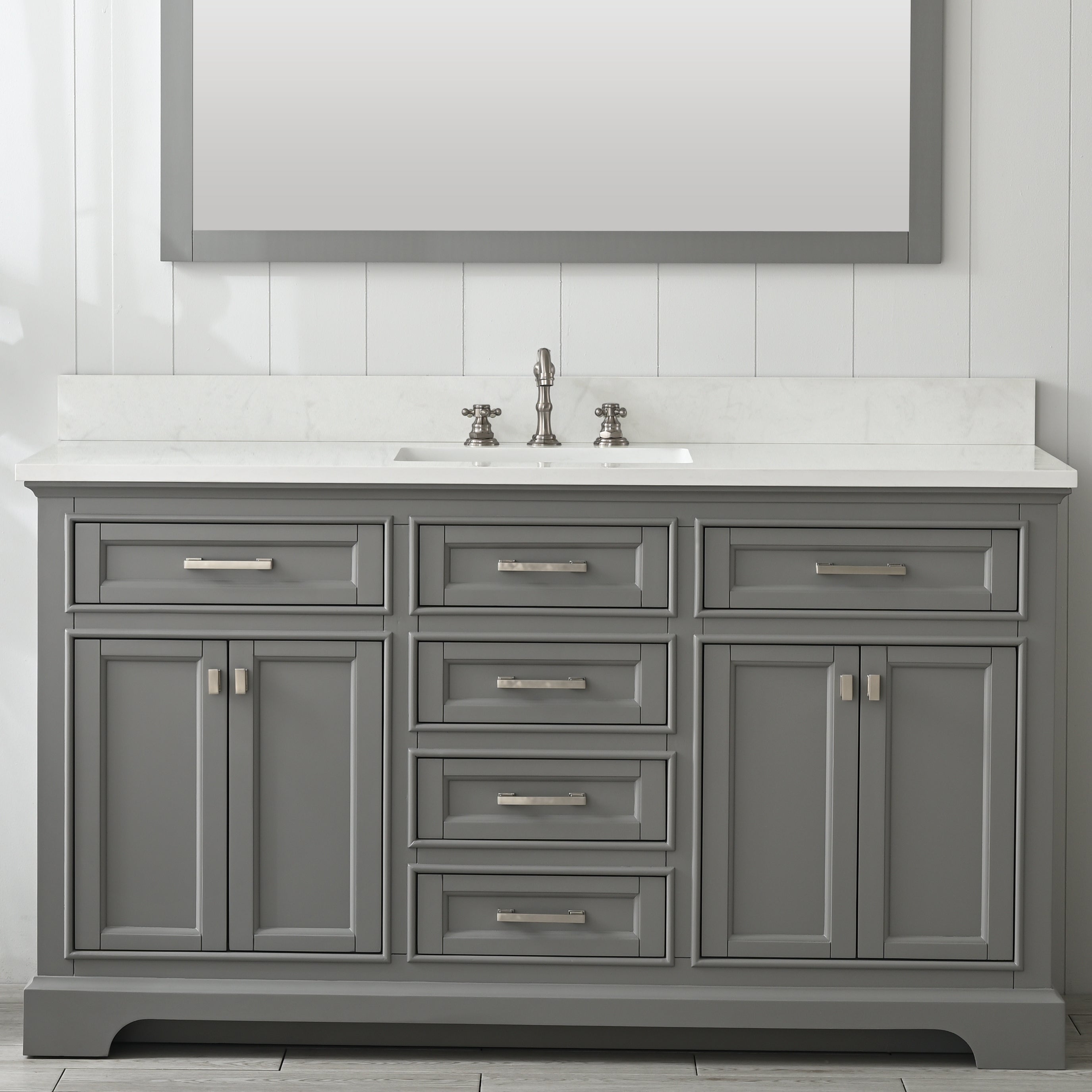 Milano 60" Single Sink Vanity with White Quartz Top