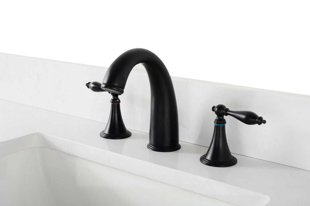 Milano 72" Double Sink Vanity with White Quartz Top - Design Element Bath Kitchen - Bathroom Vanity - Navy with Satin Gold Hardware