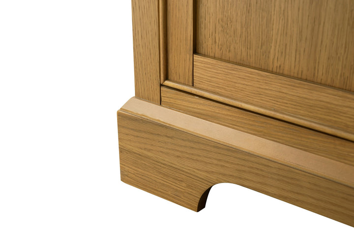 Milano 96" Modular Double Sink Vanity Set with White Quartz Top - Design Element Bath Kitchen - Bathroom Vanity - Heritage Oak with Matte Black Hardware