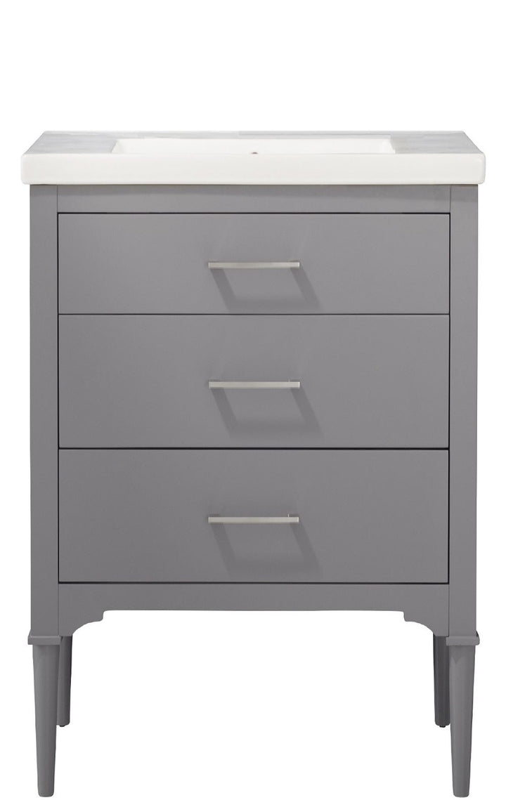 Mason 24" Single Sink Vanity with Porcelain Top - Design Element Bath Kitchen - Bathroom Vanity - Navy with Satin Gold Hardware
