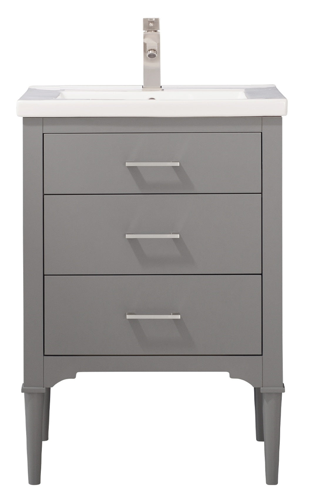 Mason 24" Single Sink Vanity with Porcelain Top - Design Element Bath Kitchen - Bathroom Vanity - Navy with Satin Gold Hardware