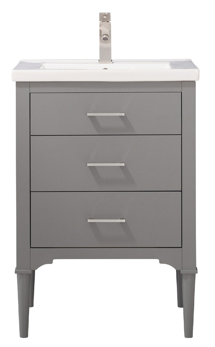 Mason 24" Single Sink Vanity with Porcelain Top - Design Element Bath Kitchen - Bathroom Vanity - Navy with Satin Gold Hardware