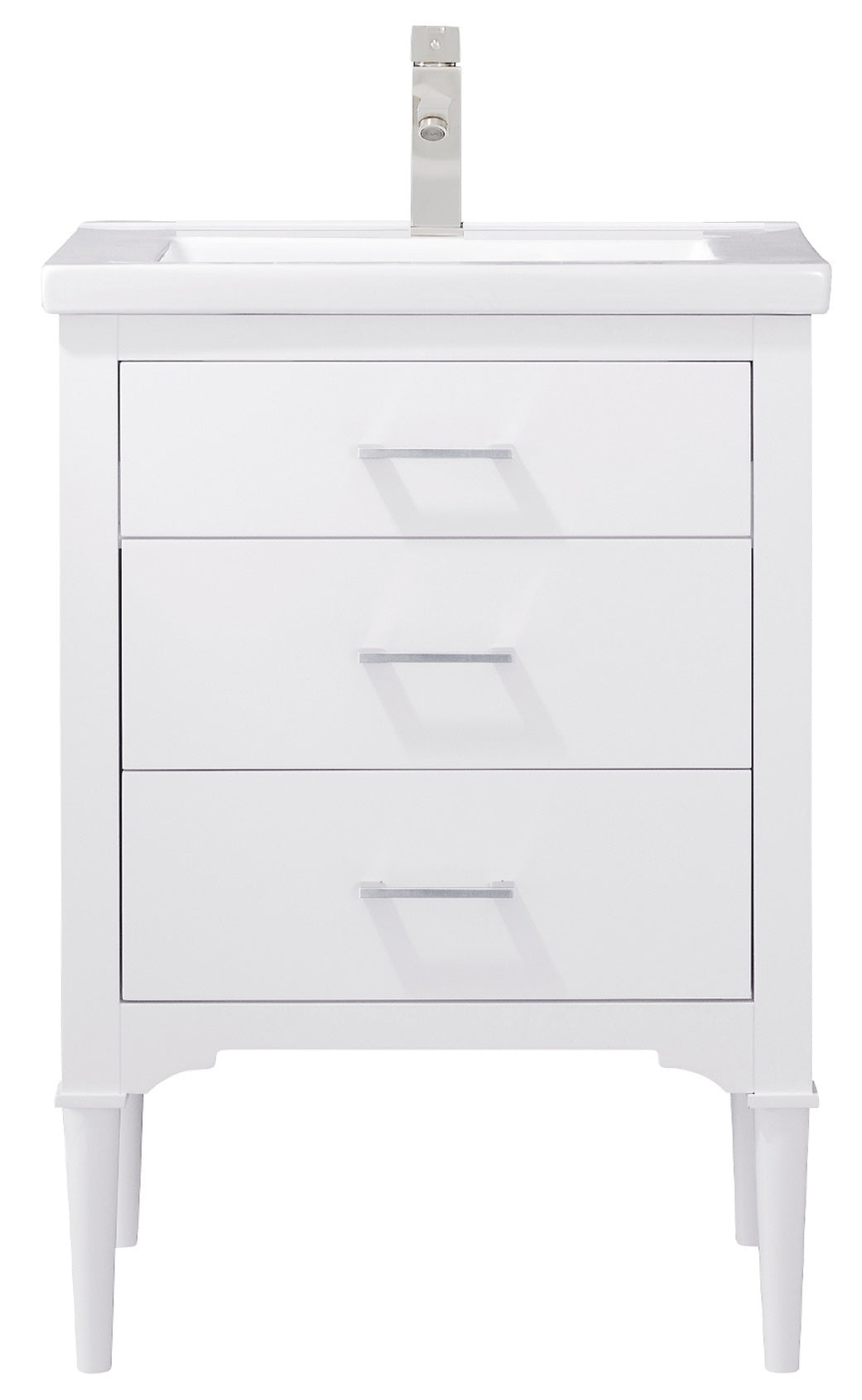Mason 24" Single Sink Vanity with Porcelain Top - Design Element Bath Kitchen - Bathroom Vanity - Navy with Satin Gold Hardware
