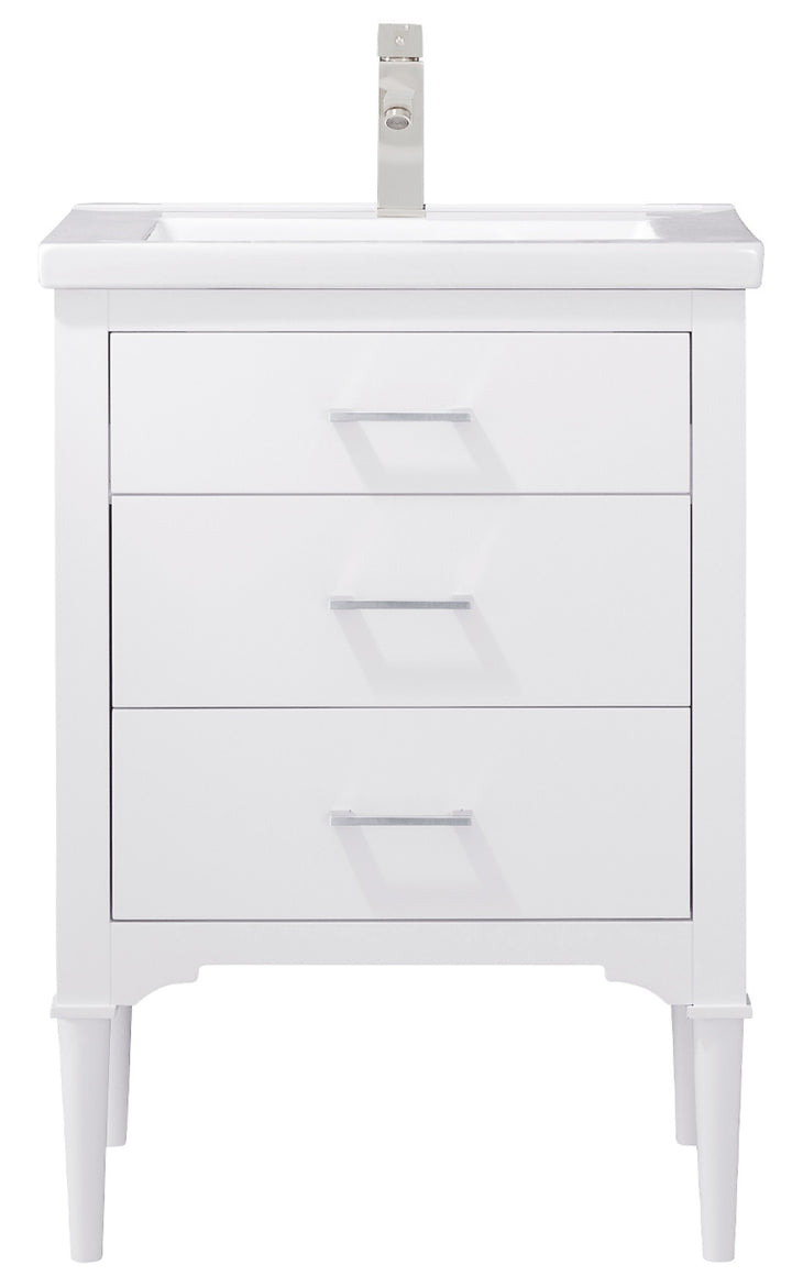 Mason 24" Single Sink Vanity with Porcelain Top - Design Element Bath Kitchen - Bathroom Vanity - Navy with Satin Gold Hardware