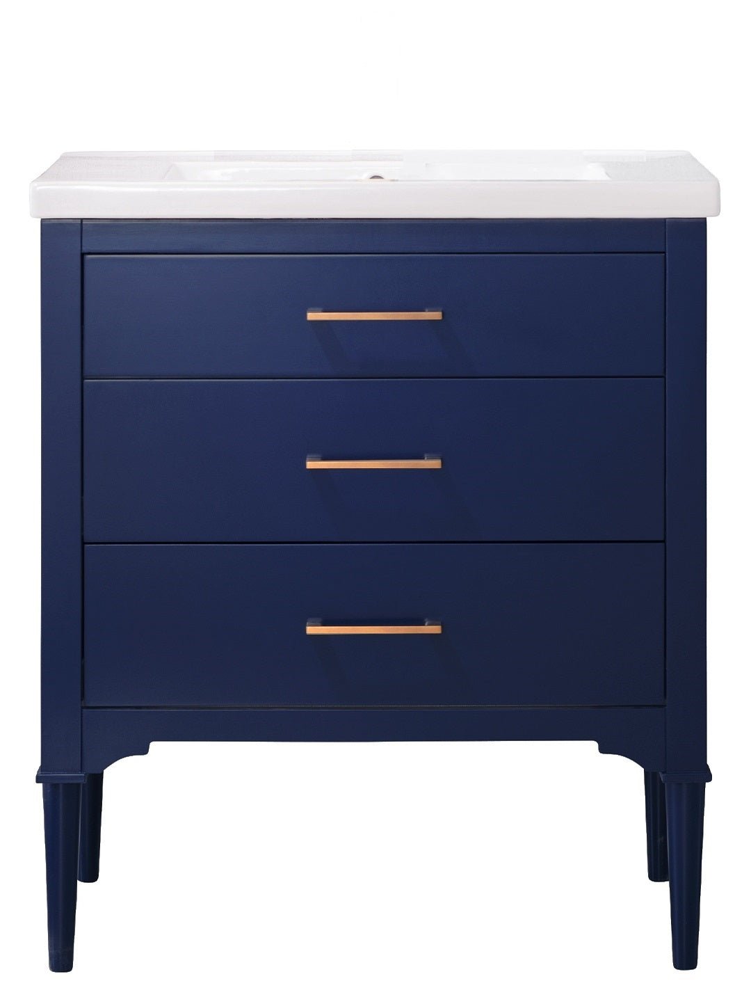 Mason 30" Single Sink Vanity with Porcelain Top - Design Element Bath Kitchen - Bathroom Vanity - White with Silver Satin Hardware