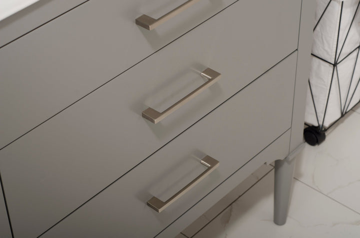 Mason 30" Single Sink Vanity with Porcelain Top - Design Element Bath Kitchen - Bathroom Vanity - White with Silver Satin Hardware