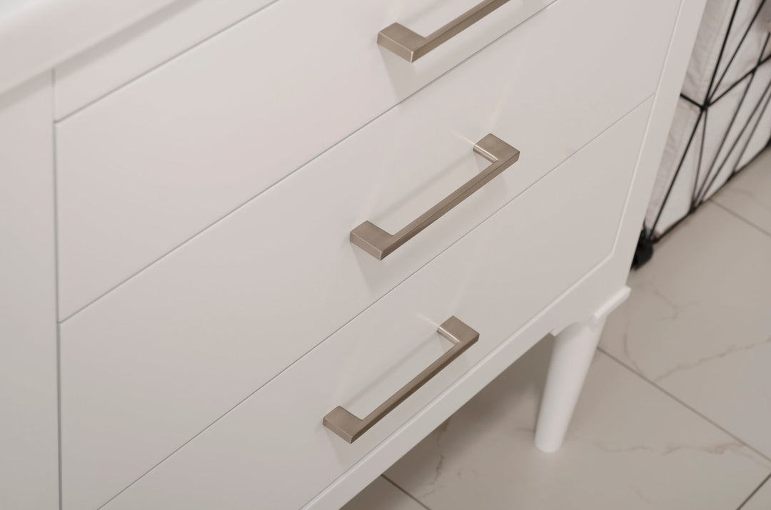 Mason 30" Single Sink Vanity with Porcelain Top - Design Element Bath Kitchen - Bathroom Vanity - White with Silver Satin Hardware