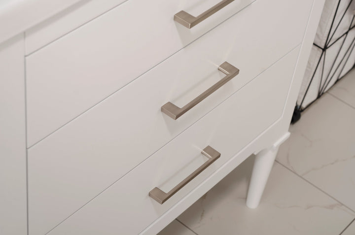 Mason 30" Single Sink Vanity with Porcelain Top - Design Element Bath Kitchen - Bathroom Vanity - White with Silver Satin Hardware