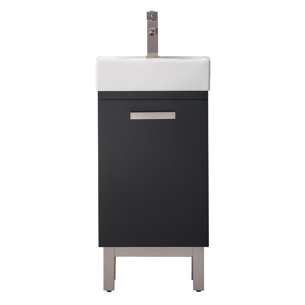 Stella 16.5" Single Sink Vanity with Porcelain Top - Design Element Bath Kitchen - Bathroom Vanity - Navy with Satin Gold Hardware