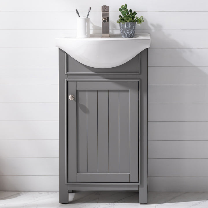 Marian 20" Single Sink Vanity with Porcelain Top - Design Element Bath Kitchen - Bathroom Vanity - Navy with Satin Gold Hardware