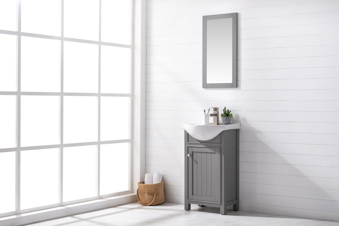 Marian 20" Single Sink Vanity with Porcelain Top - Design Element Bath Kitchen - Bathroom Vanity - Navy with Satin Gold Hardware