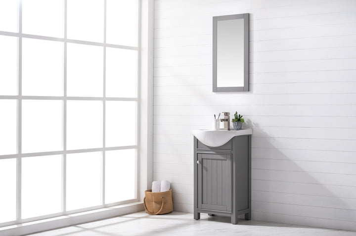 Marian 20" Single Sink Vanity with Porcelain Top - Design Element Bath Kitchen - Bathroom Vanity - Navy with Satin Gold Hardware