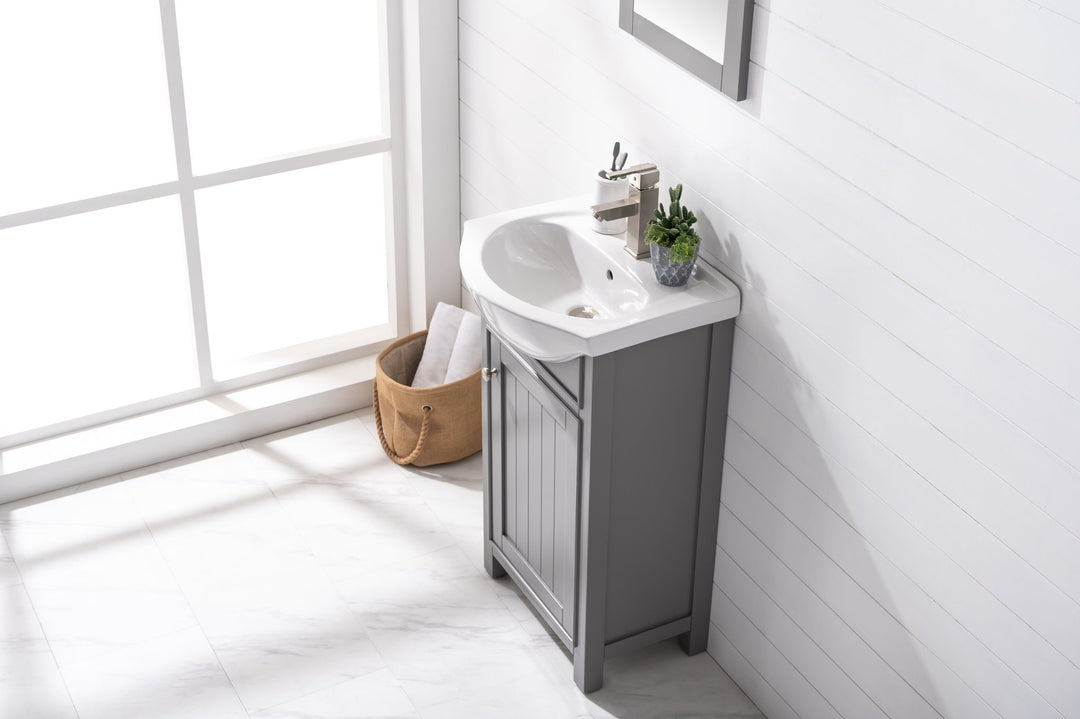Marian 20" Single Sink Vanity with Porcelain Top - Design Element Bath Kitchen - Bathroom Vanity - Navy with Satin Gold Hardware