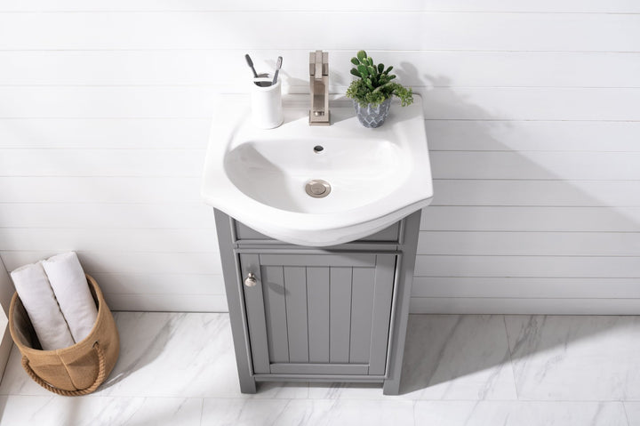 Marian 20" Single Sink Vanity with Porcelain Top - Design Element Bath Kitchen - Bathroom Vanity - Navy with Satin Gold Hardware