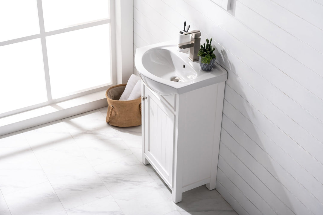Marian 20" Single Sink Vanity with Porcelain Top - Design Element Bath Kitchen - Bathroom Vanity - Navy with Satin Gold Hardware
