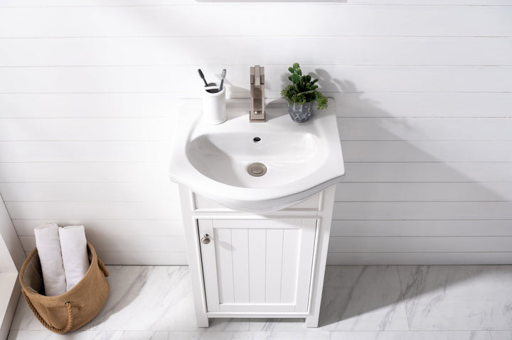 Marian 20" Single Sink Vanity with Porcelain Top - Design Element Bath Kitchen - Bathroom Vanity - Navy with Satin Gold Hardware
