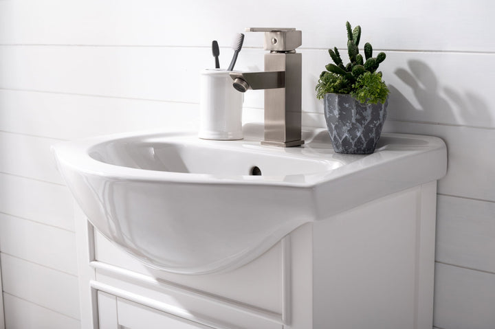 Marian 20" Single Sink Vanity with Porcelain Top - Design Element Bath Kitchen - Bathroom Vanity - Navy with Satin Gold Hardware