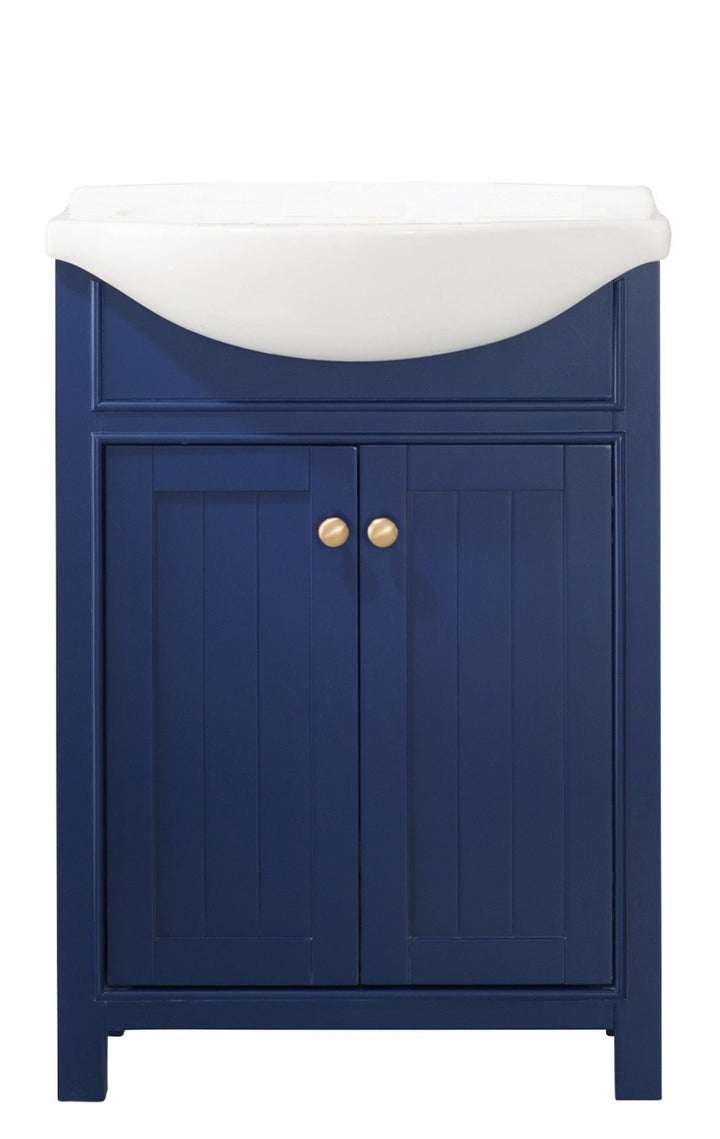 Marian 24" Single Sink Vanity with Porcelain Top - Design Element Bath Kitchen - Bathroom Vanity - Espresso with Silver Satin Hardware