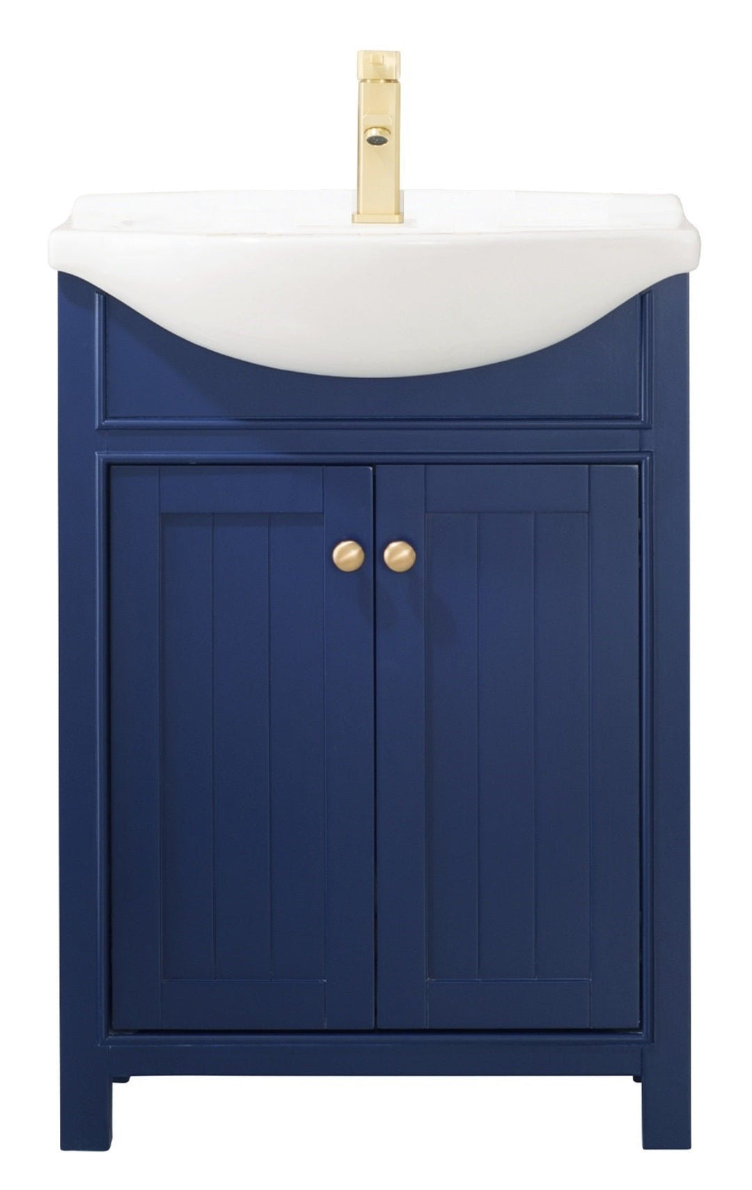 Marian 24" Single Sink Vanity with Porcelain Top - Design Element Bath Kitchen - Bathroom Vanity - Espresso with Silver Satin Hardware