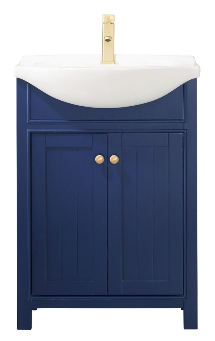 Marian 24" Single Sink Vanity with Porcelain Top - Design Element Bath Kitchen - Bathroom Vanity - Espresso with Silver Satin Hardware