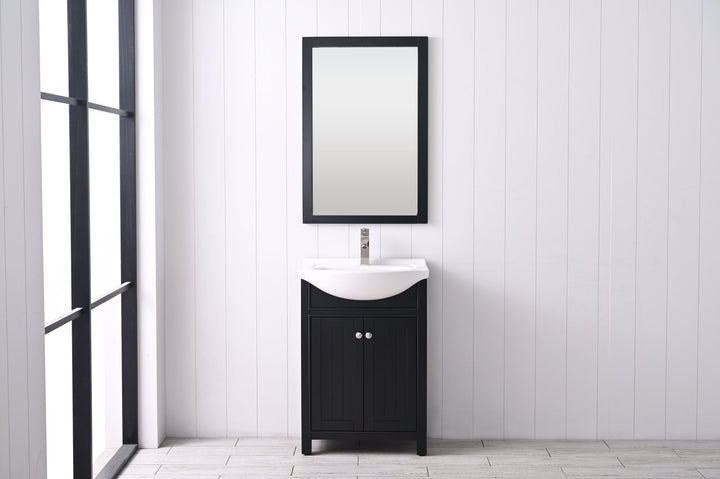 Marian 24" Single Sink Vanity with Porcelain Top - Design Element Bath Kitchen - Bathroom Vanity - Espresso with Silver Satin Hardware