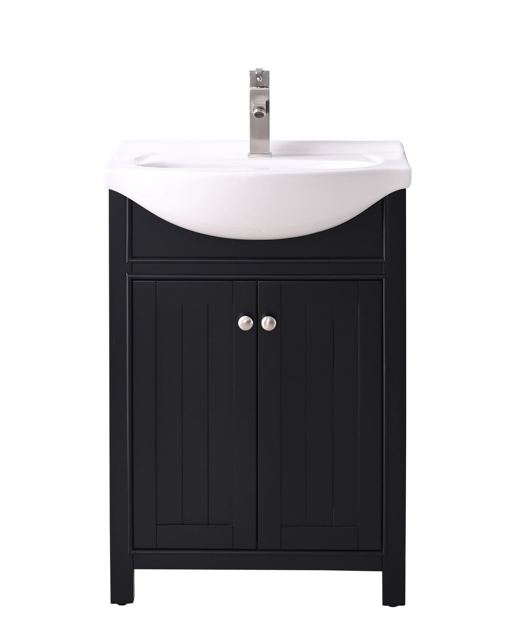 Marian 24" Single Sink Vanity with Porcelain Top - Design Element Bath Kitchen - Bathroom Vanity - Espresso with Silver Satin Hardware