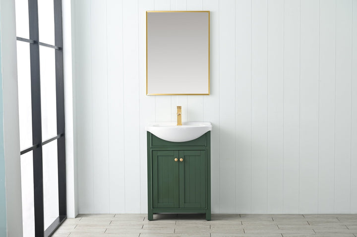 Marian 24" Single Sink Vanity with Porcelain Top - Design Element Bath Kitchen - Bathroom Vanity - Espresso with Silver Satin Hardware