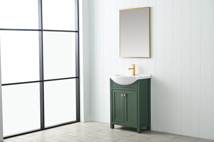 Marian 24" Single Sink Vanity with Porcelain Top - Design Element Bath Kitchen - Bathroom Vanity - Espresso with Silver Satin Hardware