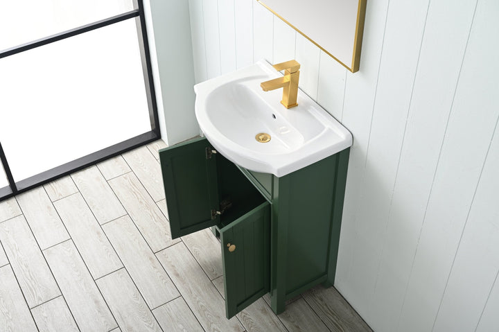 Marian 24" Single Sink Vanity with Porcelain Top - Design Element Bath Kitchen - Bathroom Vanity - Espresso with Silver Satin Hardware