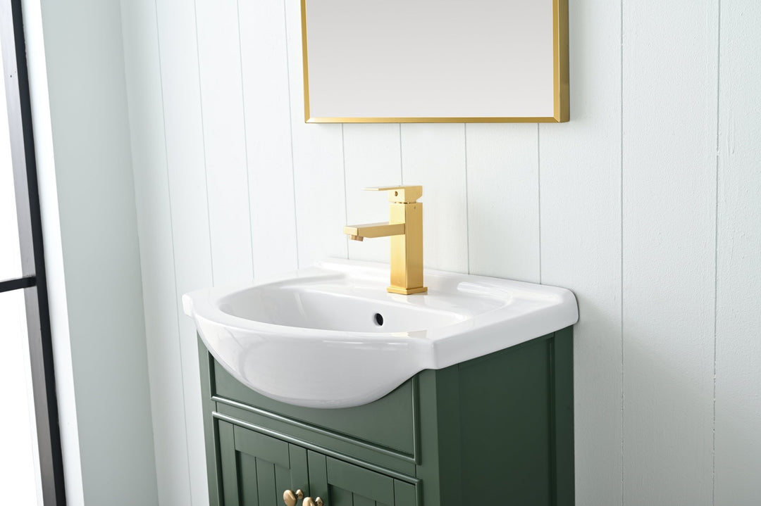 Marian 24" Single Sink Vanity with Porcelain Top - Design Element Bath Kitchen - Bathroom Vanity - Espresso with Silver Satin Hardware