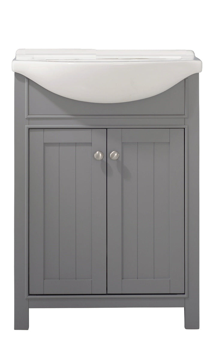 Marian 24" Single Sink Vanity with Porcelain Top - Design Element Bath Kitchen - Bathroom Vanity - Espresso with Silver Satin Hardware