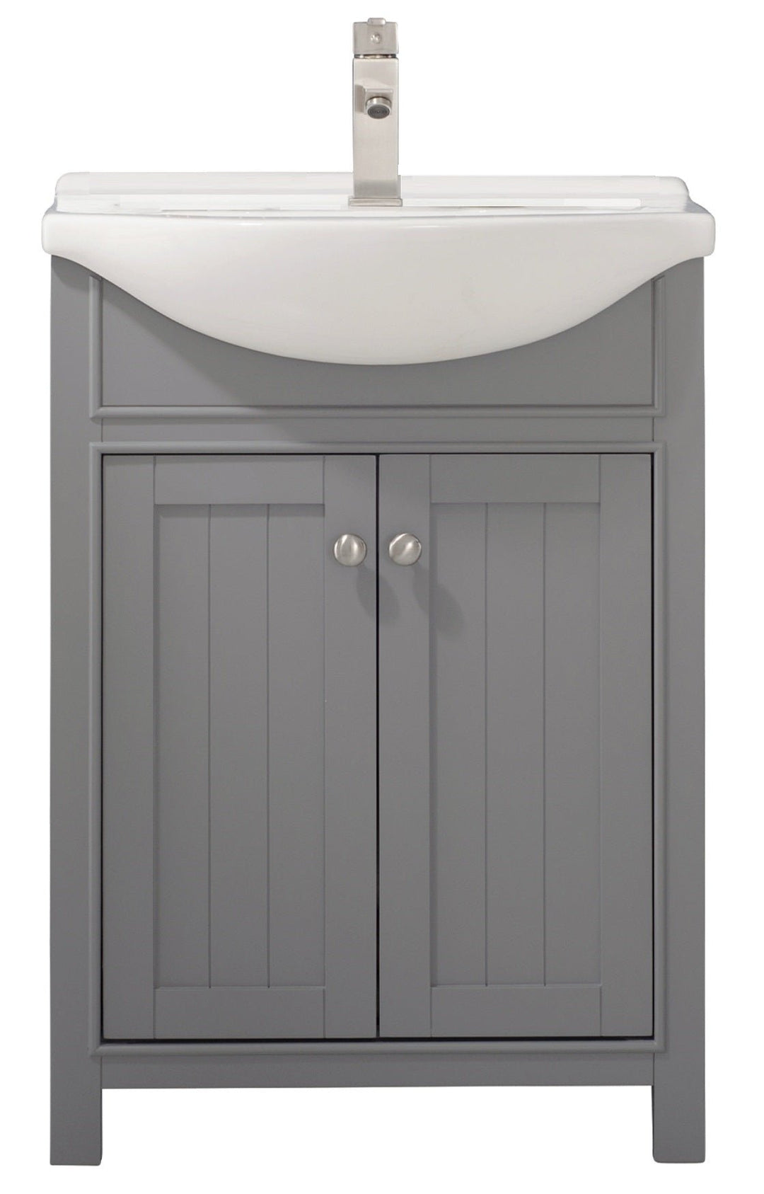 Marian 24" Single Sink Vanity with Porcelain Top - Design Element Bath Kitchen - Bathroom Vanity - Espresso with Silver Satin Hardware