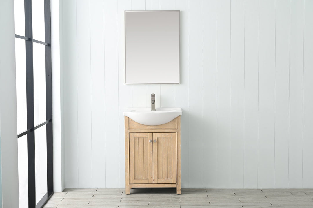 Marian 24" Single Sink Vanity with Porcelain Top - Design Element Bath Kitchen - Bathroom Vanity - Espresso with Silver Satin Hardware