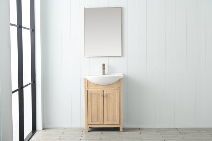 Marian 24" Single Sink Vanity with Porcelain Top - Design Element Bath Kitchen - Bathroom Vanity - Espresso with Silver Satin Hardware